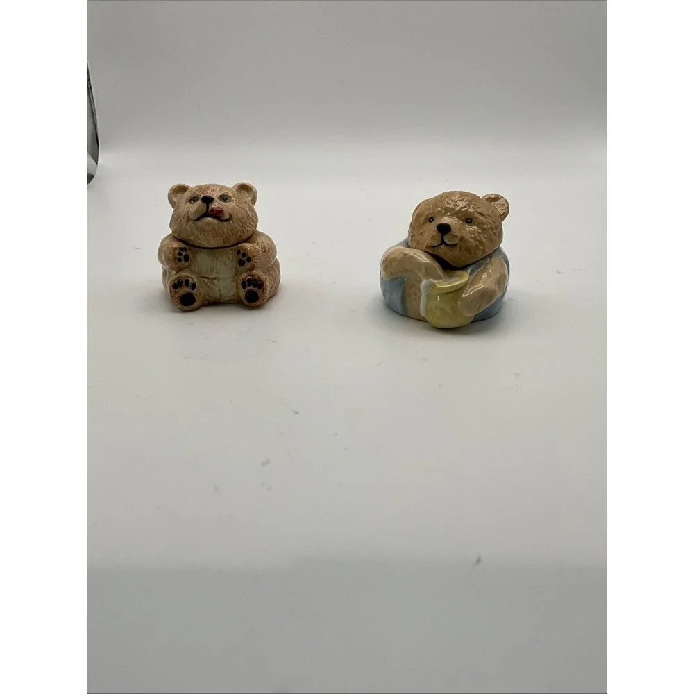 Kevin Francis Face Pots Bear & Charter Teddy Bear Trinket Pots 2pc England